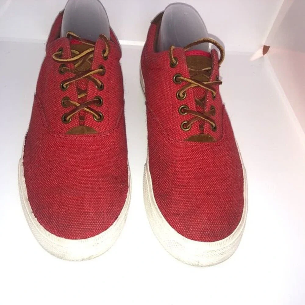 Polo Ralph Lauren Vaughn Men's Red Canvas Sneaker‎ Boat Shoes 9.5D
